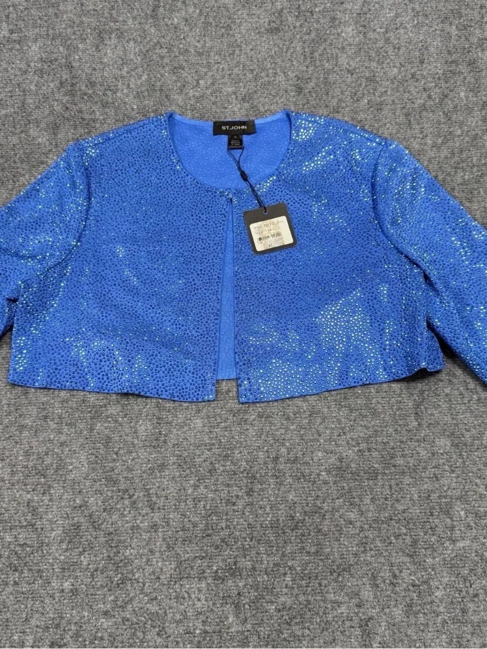 St. John Blue  knit crop jacket Size 14
